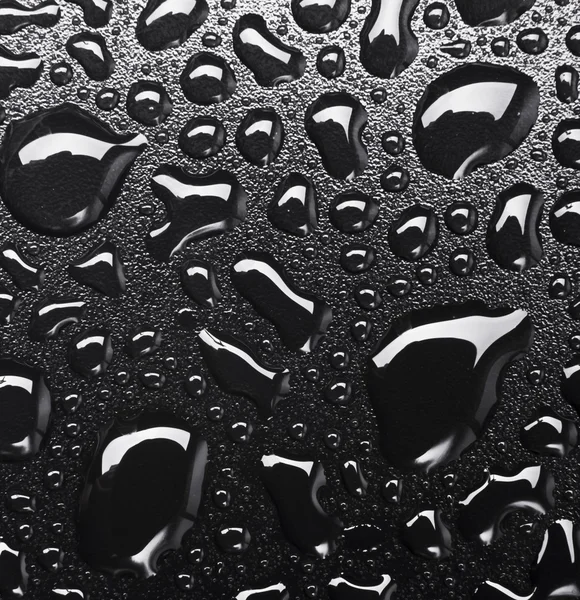 Kapky vody na černou — Stock fotografie