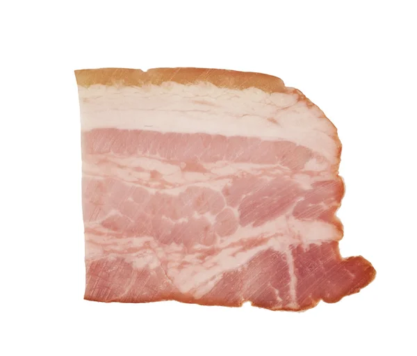 Bacon fatiado cru isolado contra fundo branco — Fotografia de Stock