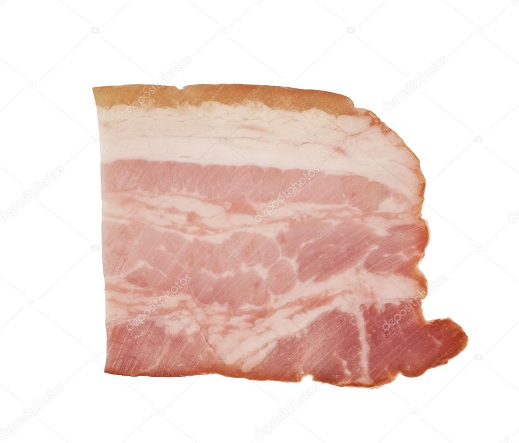 raw Sliced bacon isolated against white background