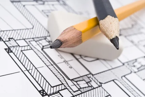 Project drawings on table background. — Stock Photo, Image