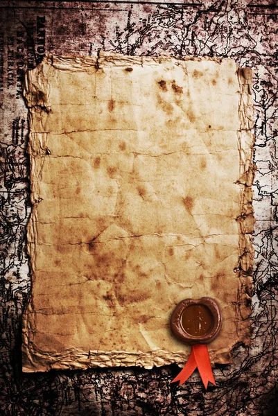 Blank paper with wax seal — Stock Photo, Image