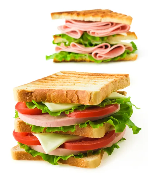 Beyaz izole küçük tost sandwich — Stok fotoğraf