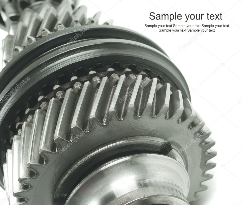 Real stainless steel gears isolated over white background