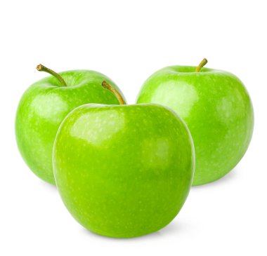 Beyaz arkaplanda yeşil elmalar