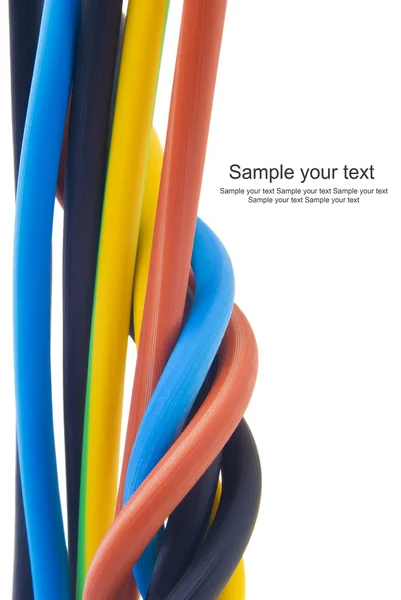 Closeup Třífázová napájecí kabel na bílém pozadí — Stock fotografie