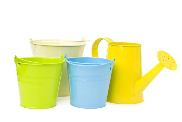 Buckets and watering can — Stock Photo, Image