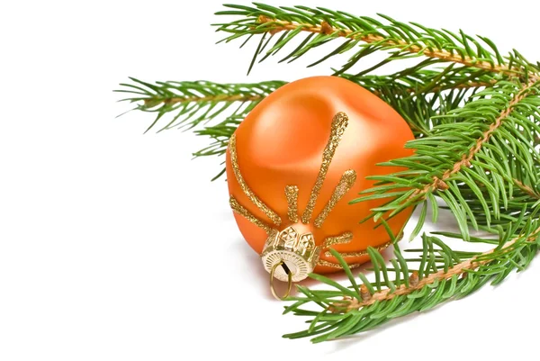 Christmas ball and fir tree branch — Stock Photo, Image