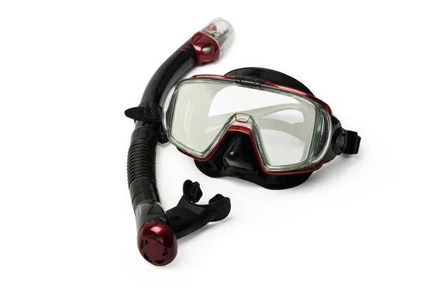 Red Dive Mask Och Snorkel För Proffs Isolerad Vit Bakgrund — Stockfoto