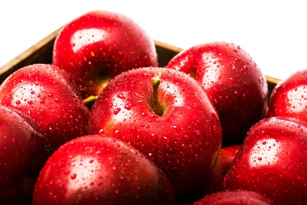 Manzanas Rojas Con Gotas Agua — Foto de Stock