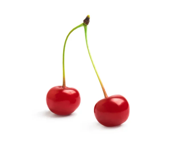 Ripe Red Cherry Isolated White Background — Stock Photo, Image