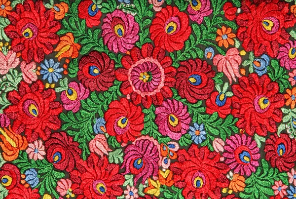 Multicolor blommiga hand broderi mönster — Stockfoto