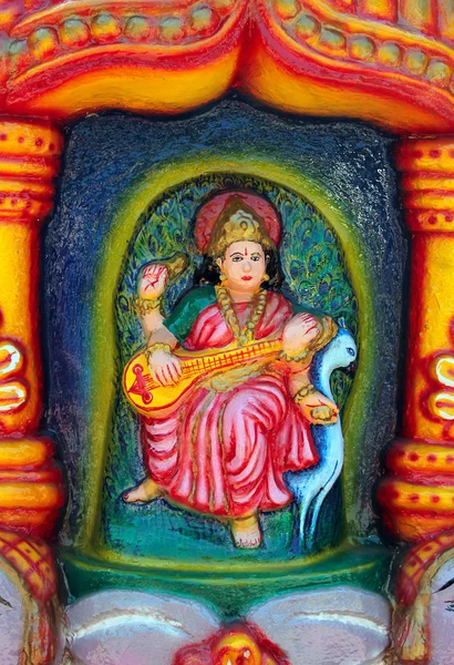 Saraswati's image on the altar at the Hindu temple, Goa — Stock Photo, Image