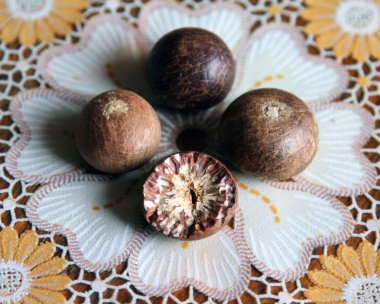 ripe fruit of the betel tree (Areca catechu or areca nut palm) clipart
