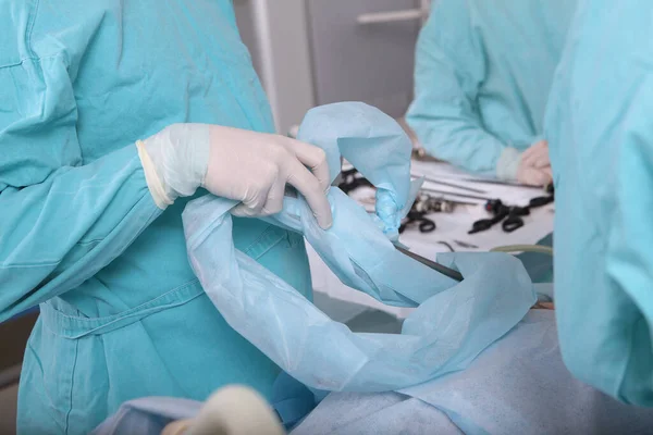 Хірурги Виконують Лапароскопічну Операцію Лапароскопічну Хірургію Справжня Операція Видалення Ернеї — стокове фото