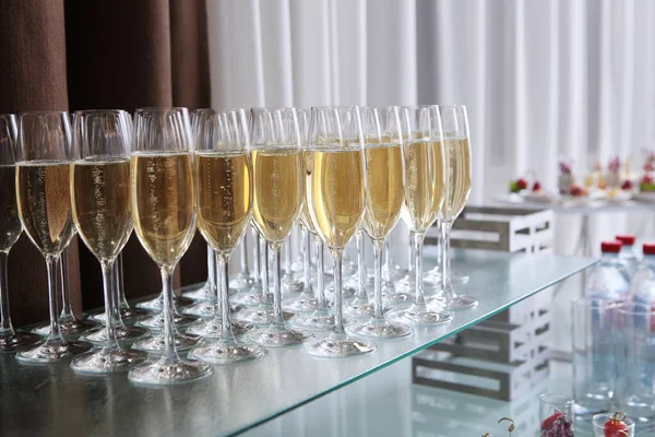 Secular Reception Champagne Glasses Table Buffet Social Party Lots Wine Royalty Free Stock Photos
