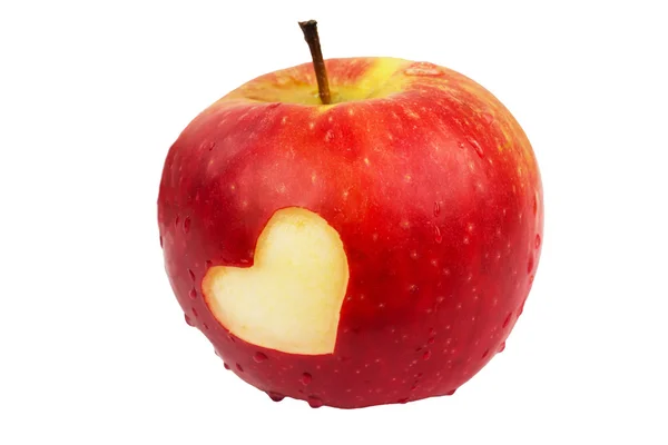 Heart on the fresh apple, a Valentine 's Day theme — стоковое фото