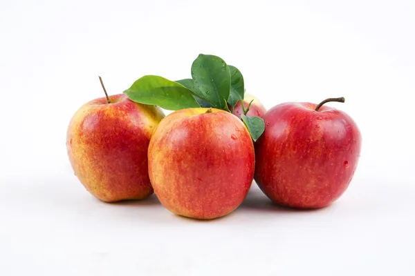 Manzanas frescas con hojas —  Fotos de Stock