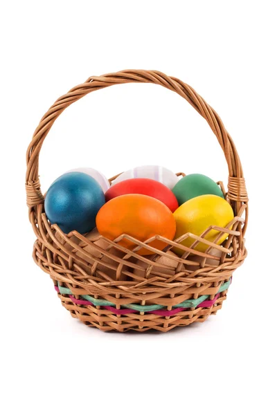 Easter eggs in a basket Royalty Free Stock Images
