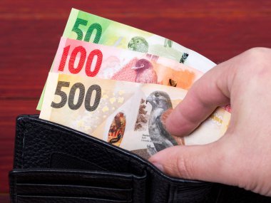 Siyah cüzdanda Seychellois Rupisi