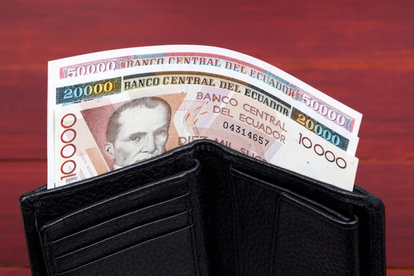 Dinero Ecuatoriano Sucre Billetera Negra — Foto de Stock