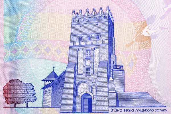 Ворота Середньовічного Замку Любарт Луцьку Від Українських Грошей — стокове фото