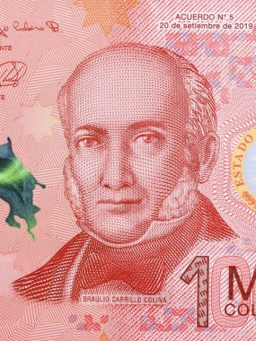 Braulio Carrillo Colina Kosta Rika parasından bir portre.