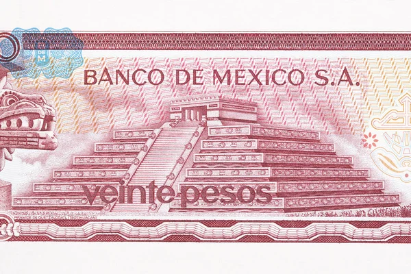 Pyramid God Quetzalcoatl Old Mexican Money Pesos — Stockfoto
