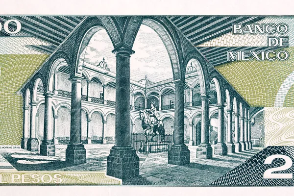 Αυλή Του 19Ου Αιώνα Από Παλιά Μεξικάνικα Χρήματα Pesos — Φωτογραφία Αρχείου