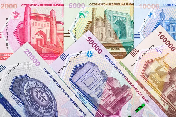 Dinheiro Usbequistanês Fundo Negócios — Fotografia de Stock