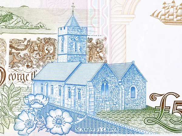 Andrews Church Från Guernsey Pengar Pounds — Stockfoto