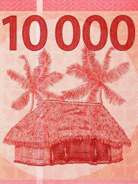 Hut Palm Trees French Pacific Territories Money Francs — Stock Photo, Image