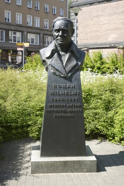 Roman Wilhelmi Monument Poznan Poland — Stock Photo, Image