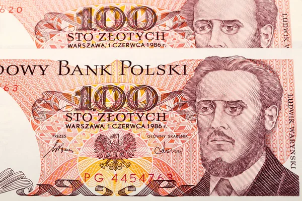 Gamla Polska Pengar 100 Zloty Ett Företag Bakgrund — Stockfoto