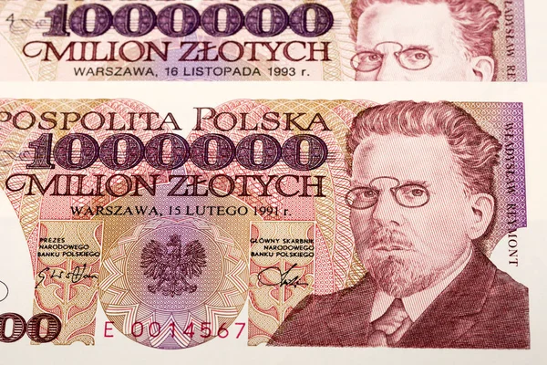 旧波兰货币 1000000兹罗提的商业背景 — 图库照片
