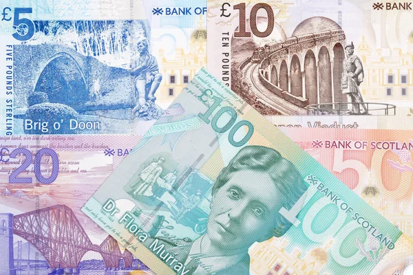 Szkockie Funty Tło Biznesowe Nową Serią Banknotów — Zdjęcie stockowe
