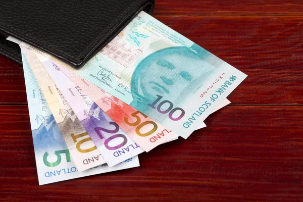 Dinero Escocés Libras Cartera Negra — Foto de Stock