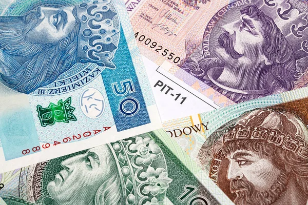 Polaco Dokuments Declaración Impuestos Con Dinero Zloty —  Fotos de Stock