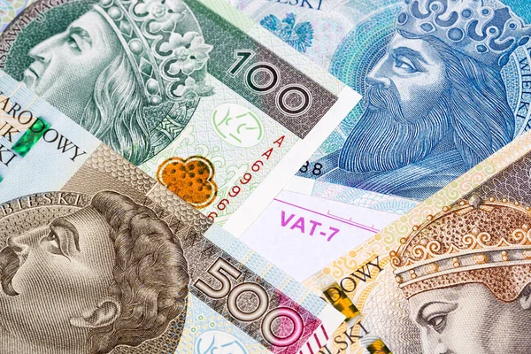 Vat Tax Dokumenty Polskými Penězi Zlotý — Stock fotografie