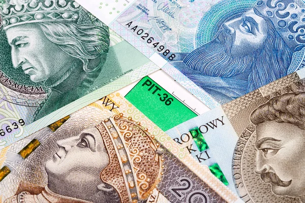 Polska Skattedeklarationer Med Pengar Zloty — Stockfoto