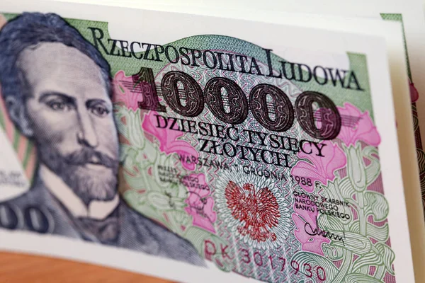 Altes Polnisches Geld 10000 Zloty Als Hintergrund — Stockfoto