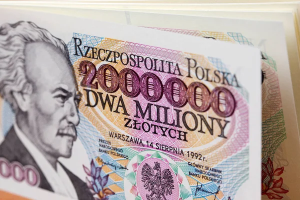 Régi Lengyel Pénz 2000000 Zloty Üzleti Háttér — Stock Fotó