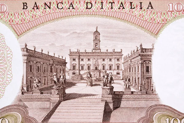 Campidoglio Square Rome Old Italian Money Lire — Stok fotoğraf