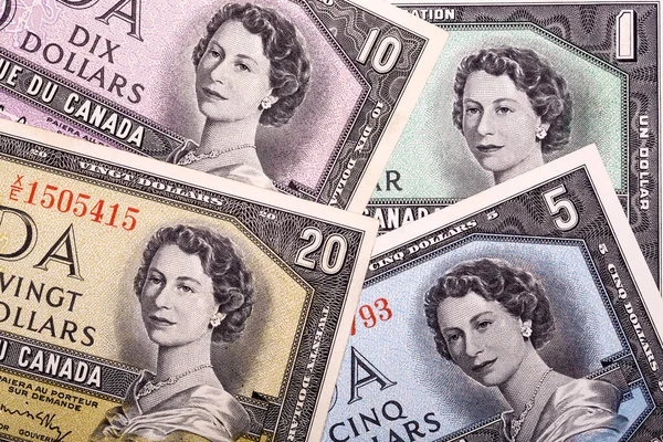 Vieil Argent Canadien Dollars Contexte Affaires — Photo