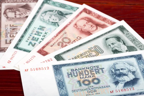 旧东德货币 商业背景 — 图库照片