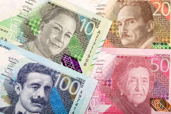 Moeda Peruana Sola Fundo Negócios Partir Uma Nova Série Notas — Fotografia de Stock