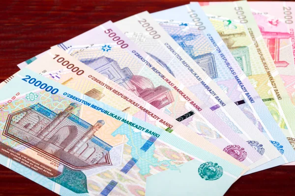 Dinheiro Uzbequistanês Som Business Background — Fotografia de Stock