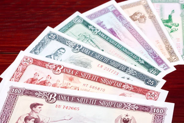Old Albanian Money Leke Business Background — Stock Photo, Image