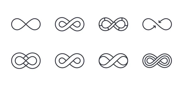 Vector Infinity Pictogrammen Bewerkbare Beroerte Het Symbool Van Het Oneindige — Stockvector