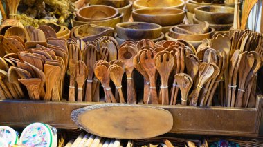 Exposure Mixed olive wood handmade kitchen utensils for sale in Greece