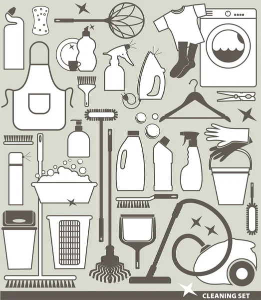 Set de limpieza icono — Vector de stock